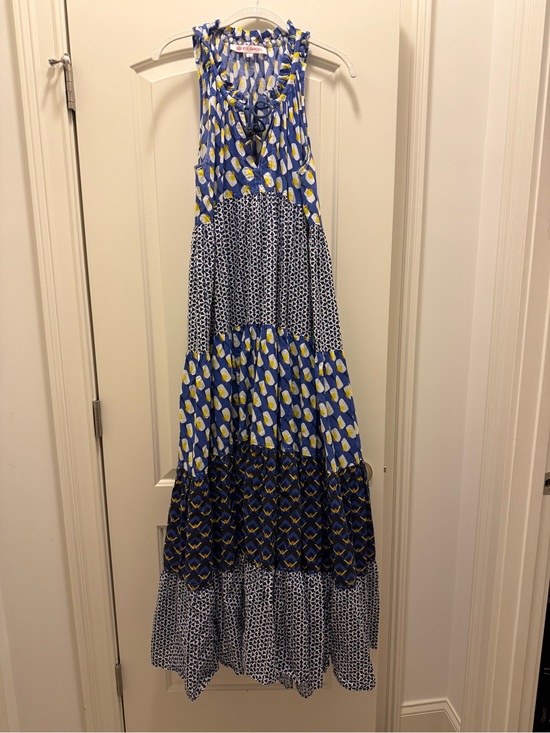 Tuckernuck Dresses & Skirts - Ro's Garden Tuckernuck Geo Printed Sleeveless Maxi Dress Blue yellow Large
